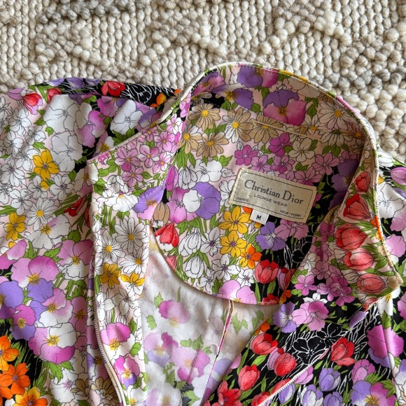 Christian Dior Loungewear Vintage Floral Print Dressing House Coat / Dress Sz M - Picture 12 of 14